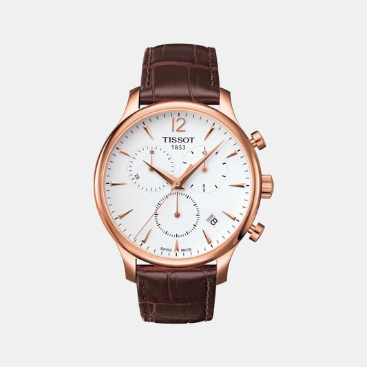 Tradition Men Quartz White Dial Chronograph Leather Watch T0636173603700