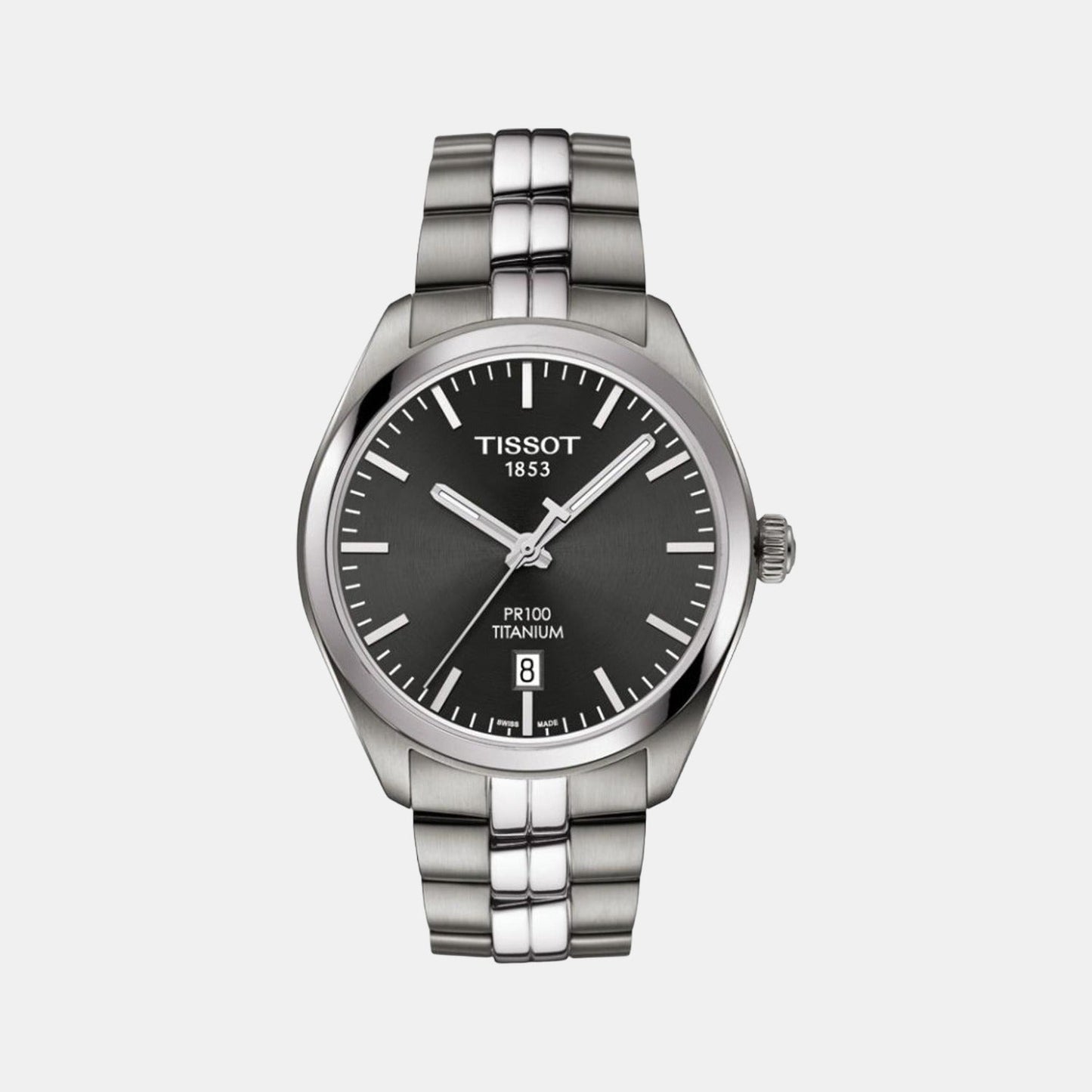 PR 100 Men Quartz Grey Dial Analog Stainless Steel Watch T1014104406100