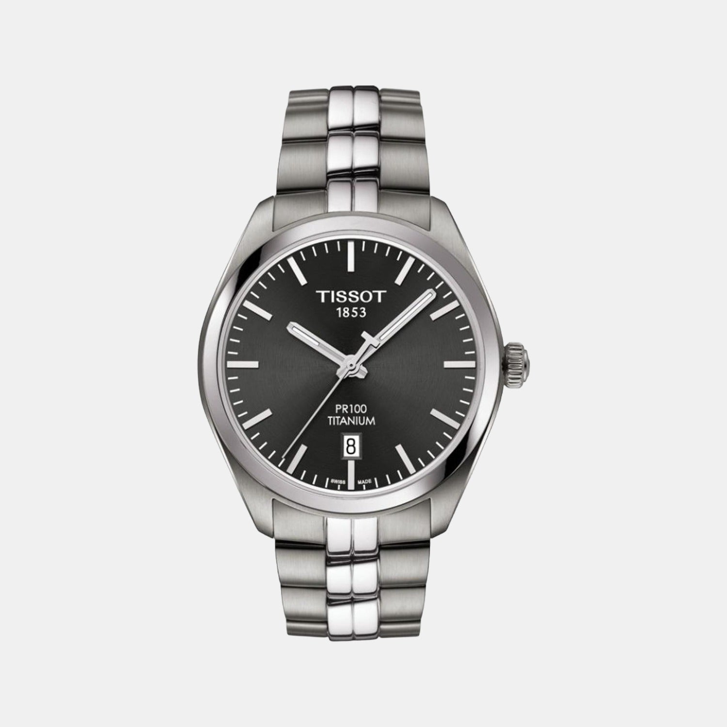 PR 100 Men Quartz Grey Dial Analog Stainless Steel Watch T1014104406100