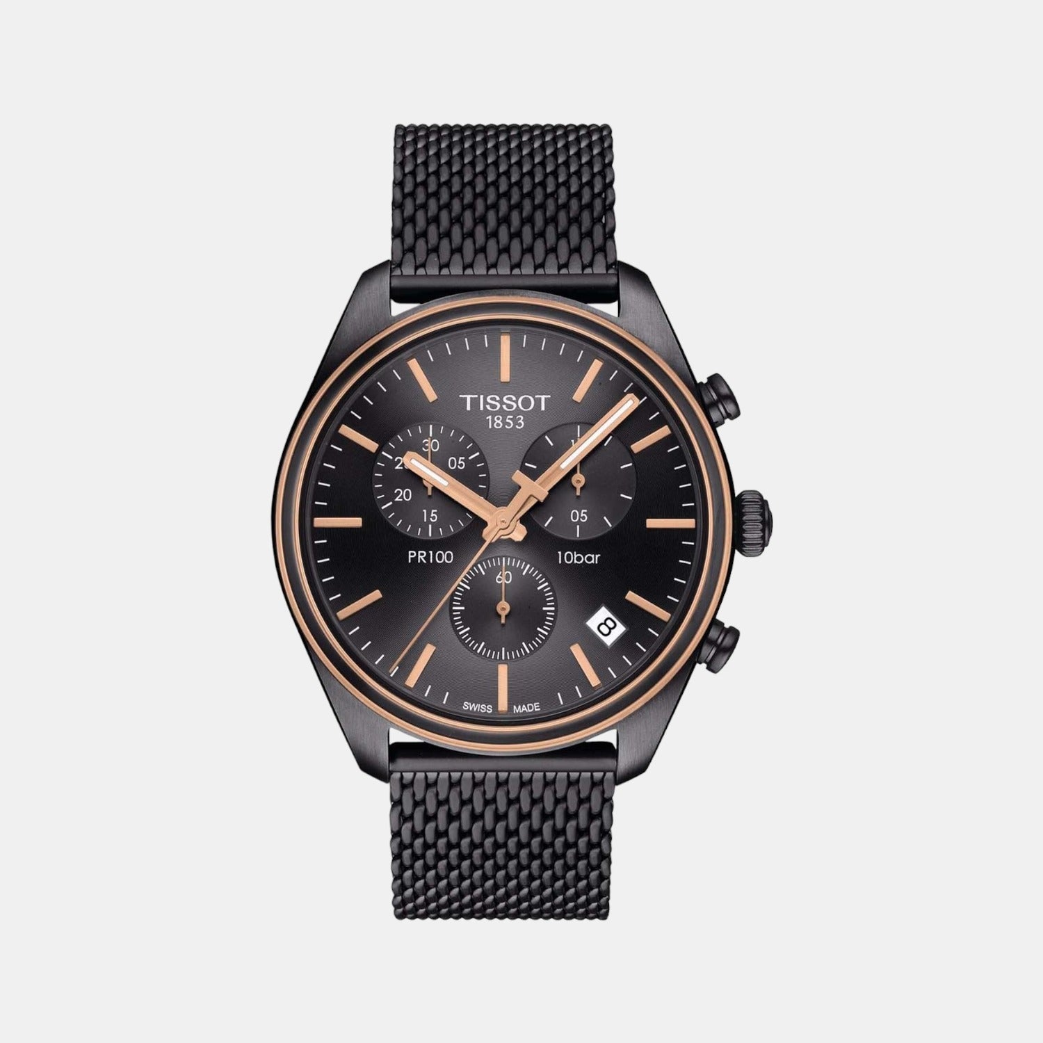 PR 100 Men Quartz Black Dial Chronograph Stainless Steel Watch T1014172306100