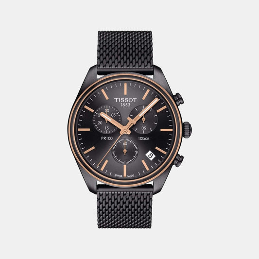 PR 100 Men Quartz Black Dial Chronograph Stainless Steel Watch T1014172306100