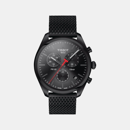 PR 100 Men Quartz Black Dial Chronograph Stainless Steel Watch T1014173305100