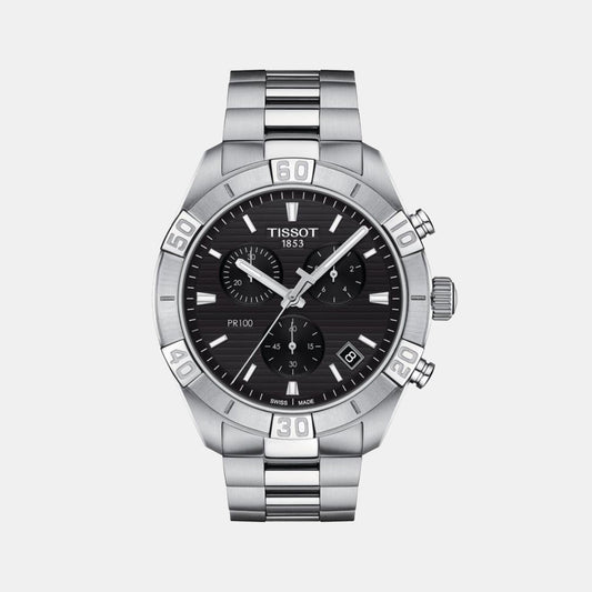 PR 100 Men Quartz Black Dial Chronograph Stainless Steel Watch T1016171105100