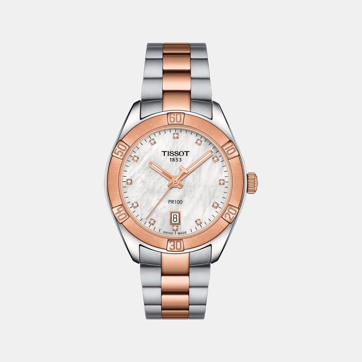 PR 100 Women Quartz Mother Of Pearl Dial Analog Stainless Steel Watch T1019102211600