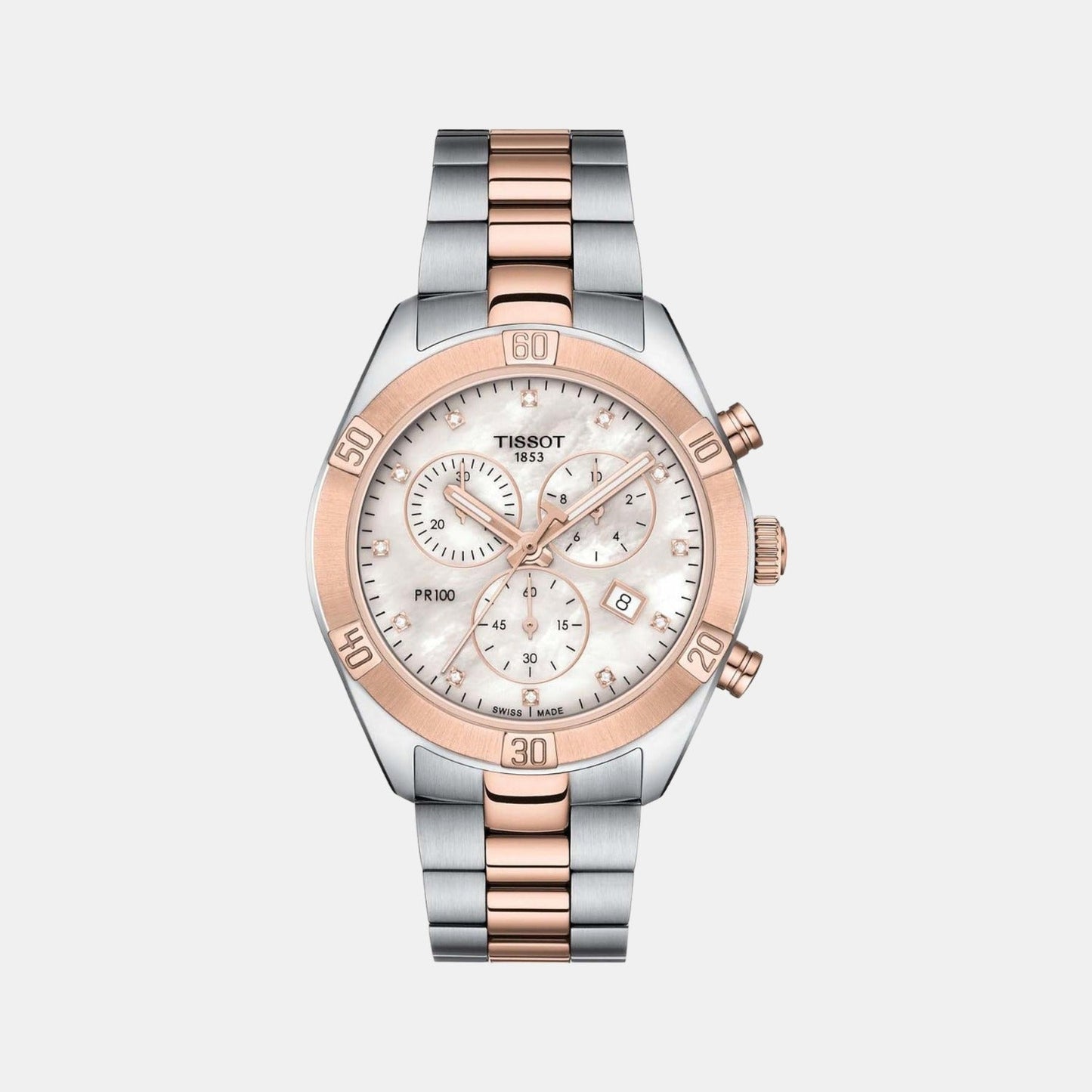 PR 100 Women Quartz Mother Of Pearl Dial Chronograph Stainless Steel Watch T1019172211600