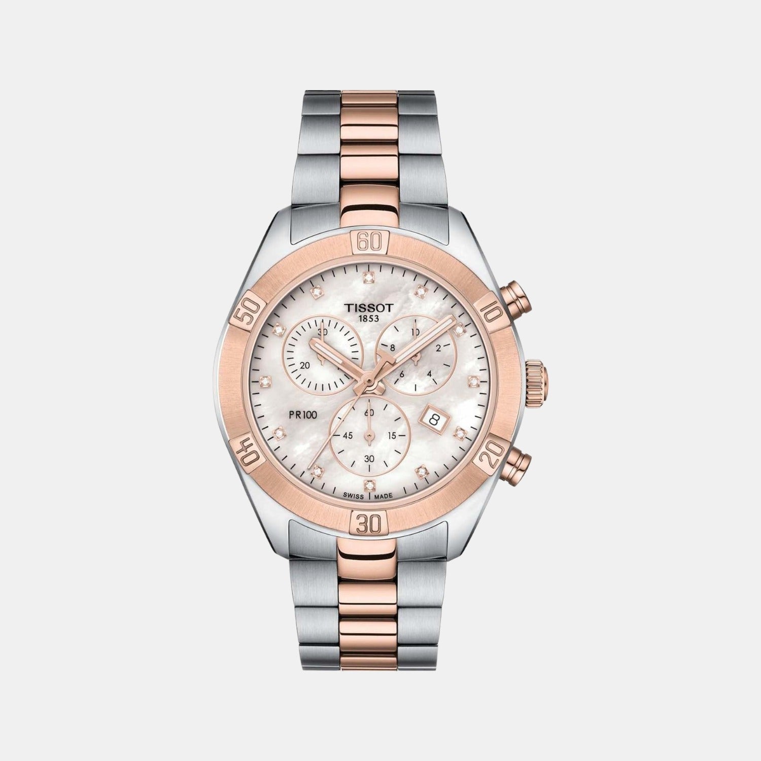 PR 100 Women Quartz Mother Of Pearl Dial Chronograph Stainless Steel Watch T1019172211600