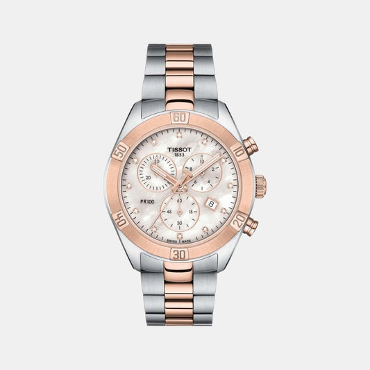 PR 100 Women Quartz Mother Of Pearl Dial Chronograph Stainless Steel Watch T1019172211600