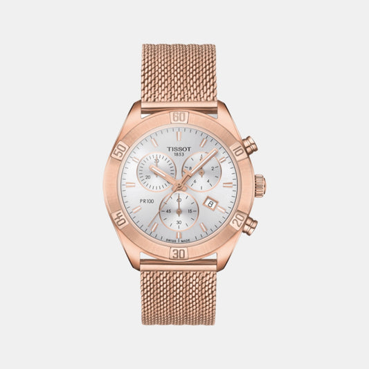 PR 100 Women Quartz Silver Dial Chronograph Stainless Steel Watch T1019173303100