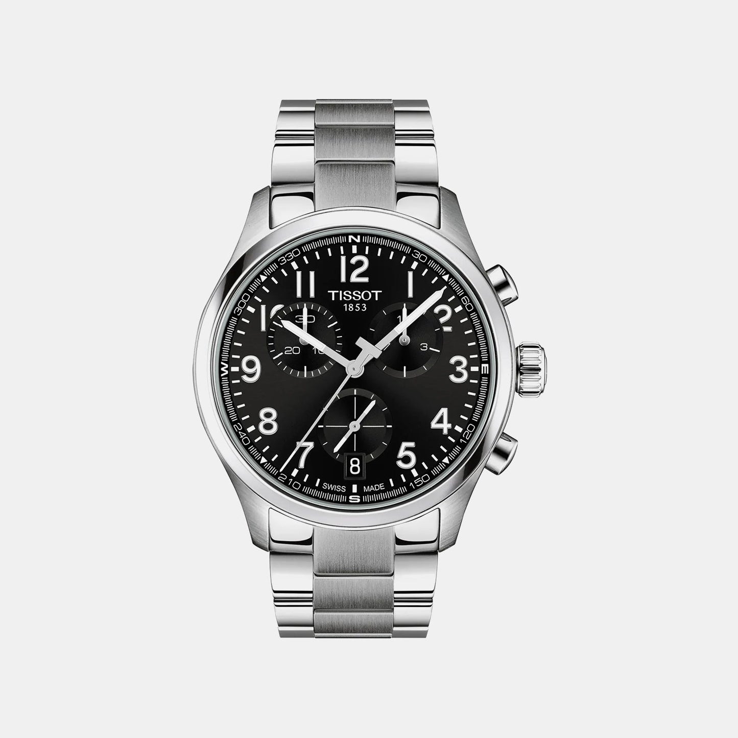 Men Quartz Black Dial Chronograph Stainless Steel Watch T1164171105200