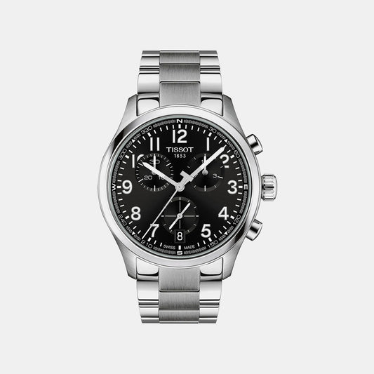 Men Quartz Black Dial Chronograph Stainless Steel Watch T1164171105200