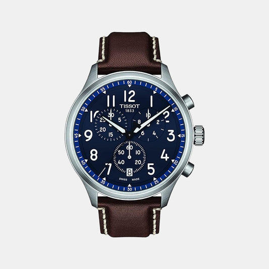 Tissot XL Men Quartz Blue Dial Chronograph Leather Watch T1166171604200