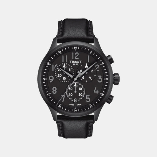 Tissot XL Men Quartz Black Dial Chronograph Leather Watch T1166173605200