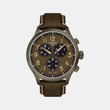 Men Quartz Brown Dial Chronograph Leather Watch T1166173609200