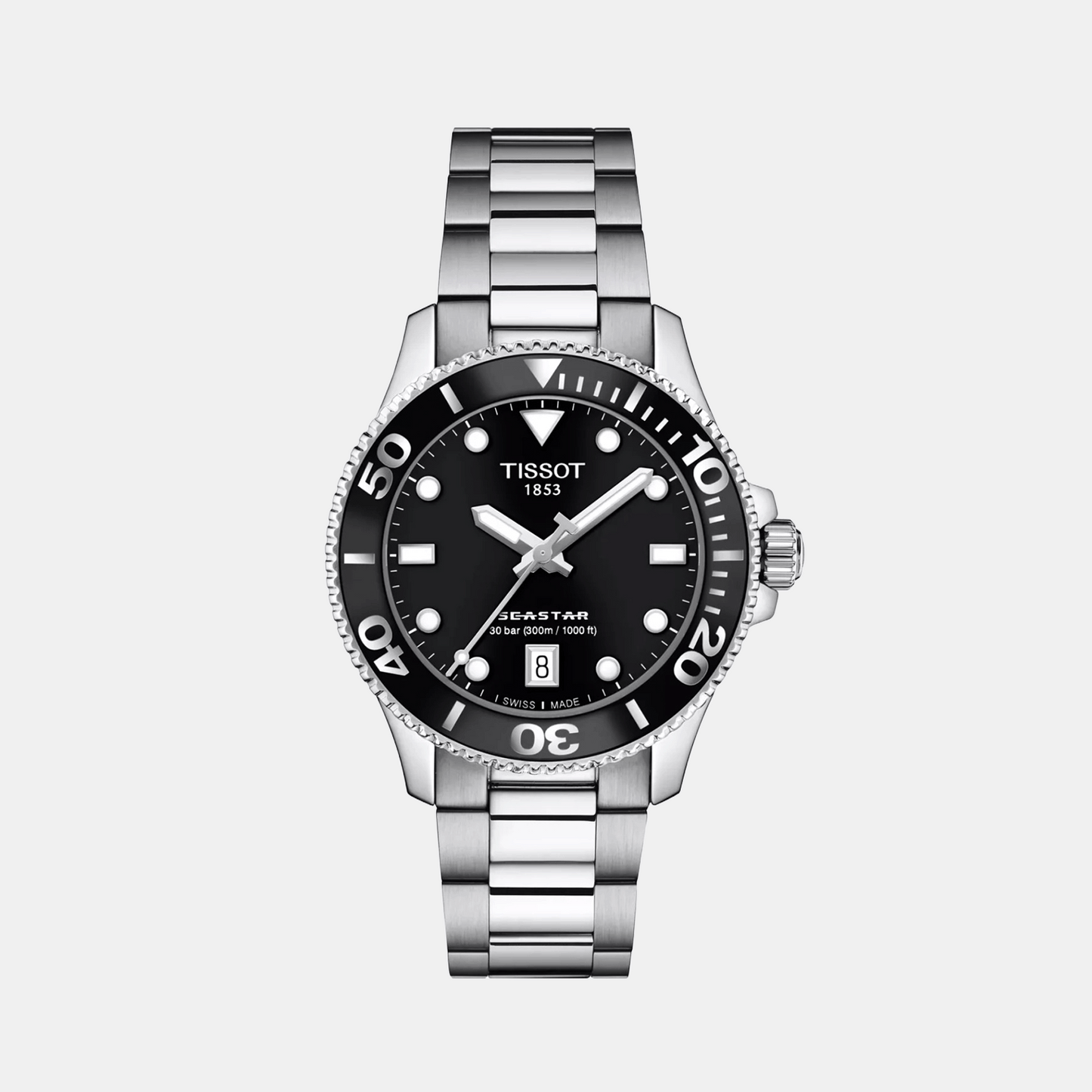 Seastar 1000 Women Quartz Black Dial Analog Stainless Steel Watch T1202101105100