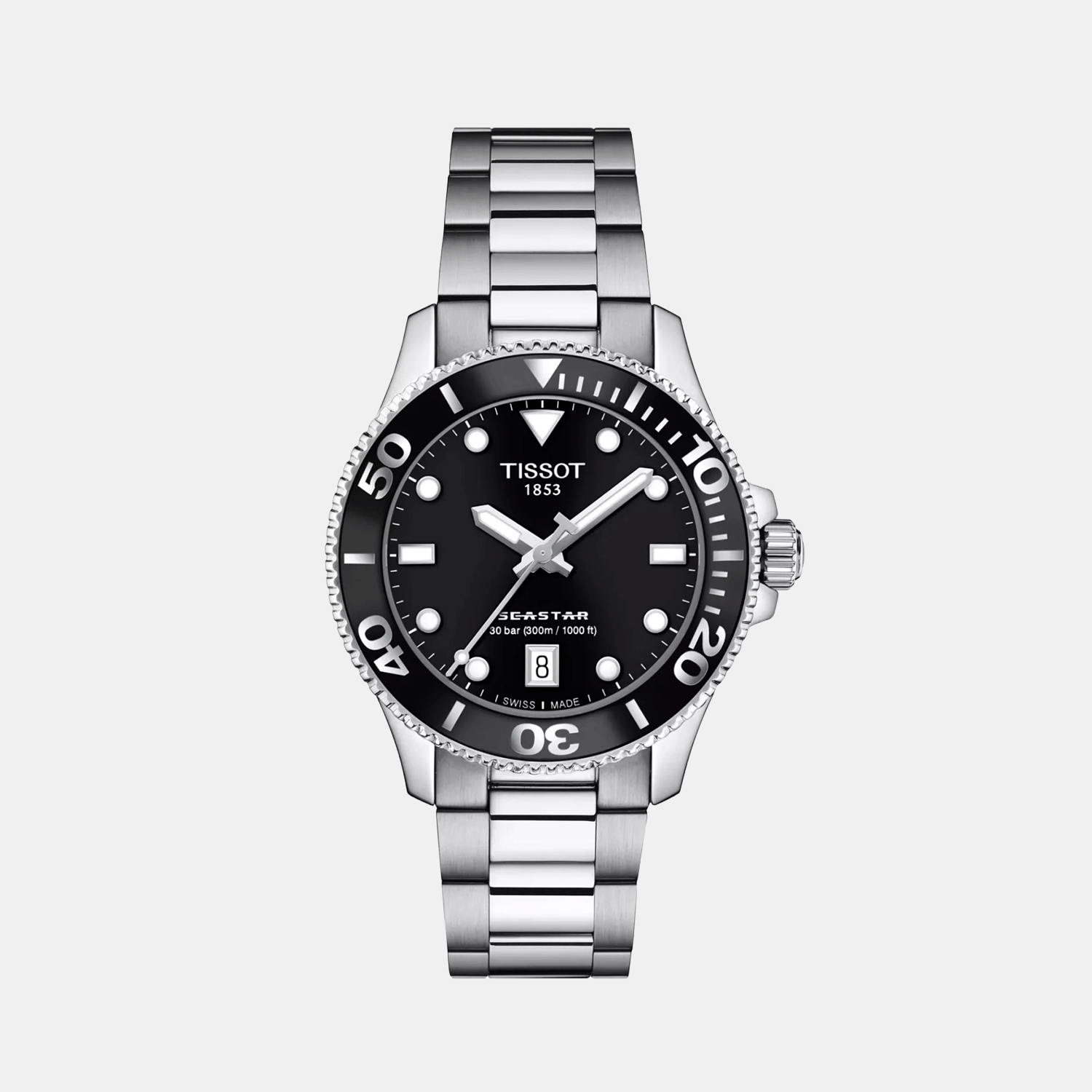 Seastar 1000 Women Quartz Black Dial Analog Stainless Steel Watch T1202101105100