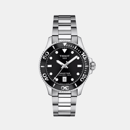 Seastar 1000 Women Quartz Black Dial Analog Stainless Steel Watch T1202101105100