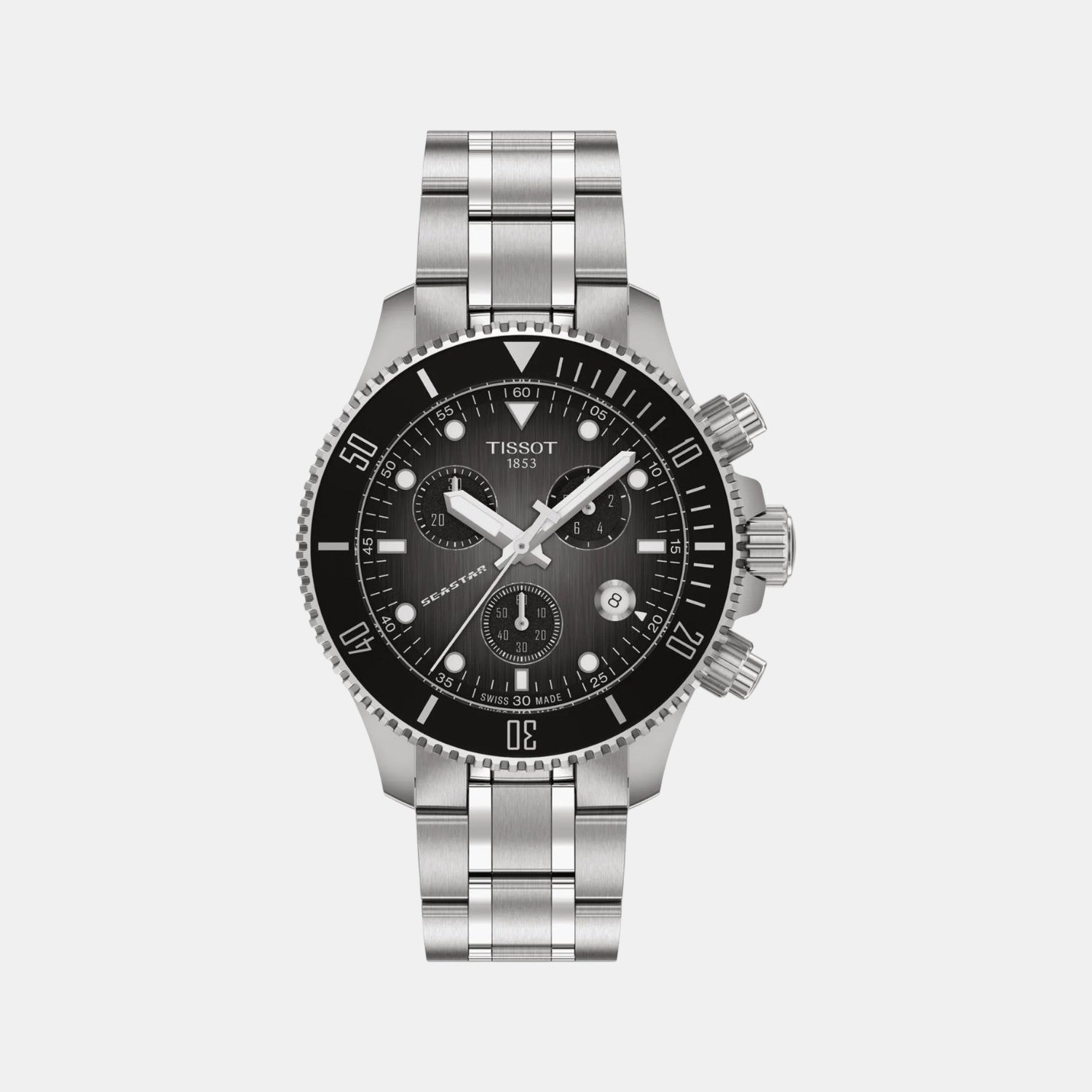 Seastar 1000 Men Quartz Black Dial Chronograph Stainless Steel Watch T1202171106100