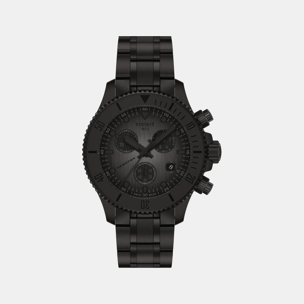 Seastar 1000 Unisex Quartz Black Dial Chronograph Silicone Watch T1202173306100