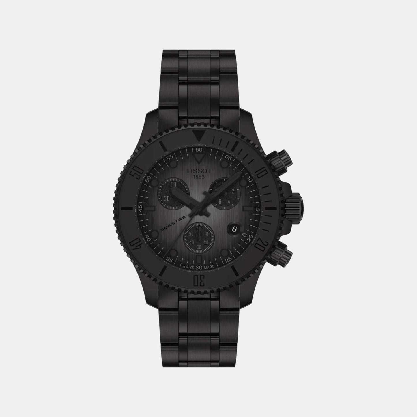 Seastar 1000 Unisex Quartz Black Dial Chronograph Silicone Watch T1202173306100