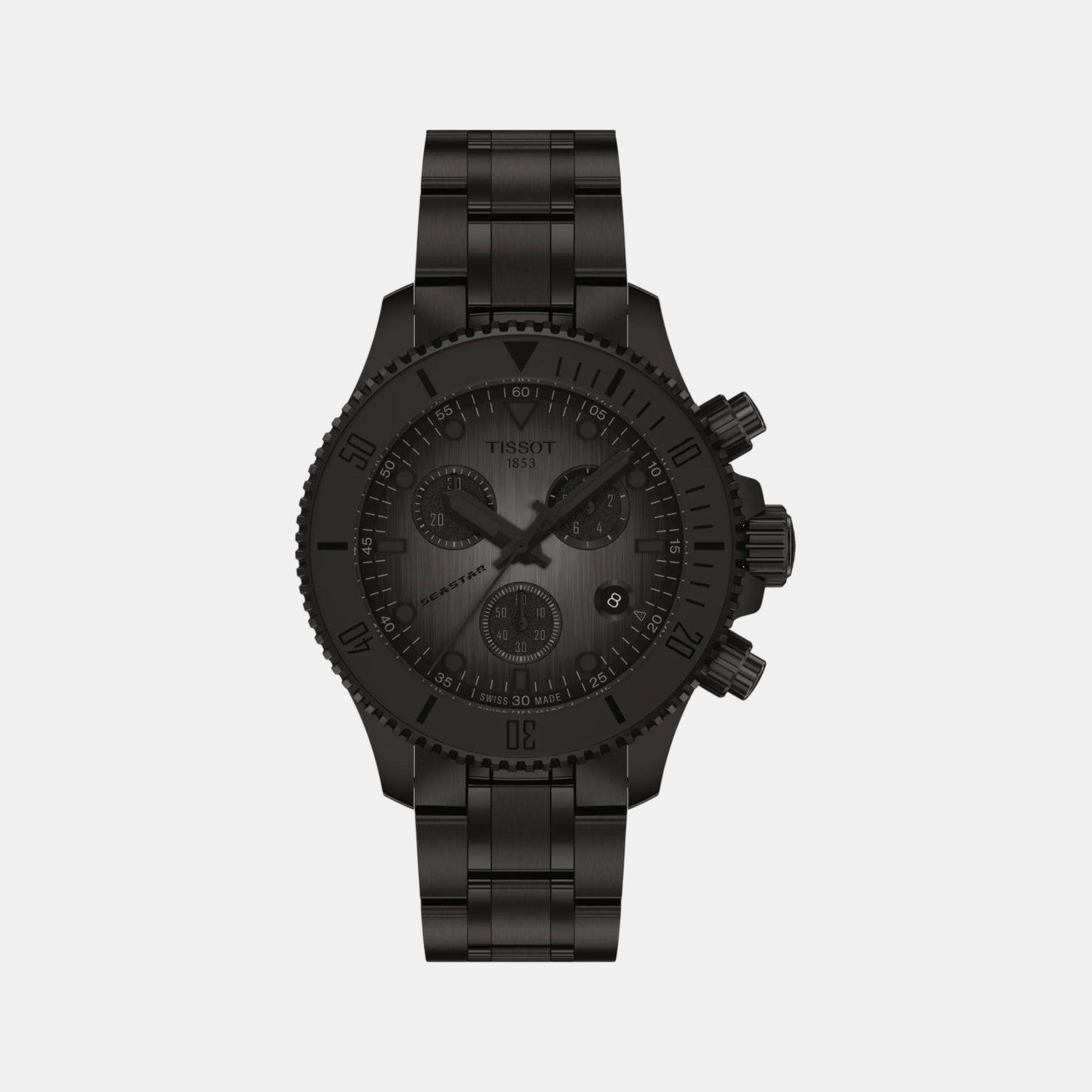 Seastar 1000 Unisex Quartz Black Dial Chronograph Silicone Watch T1202173306100