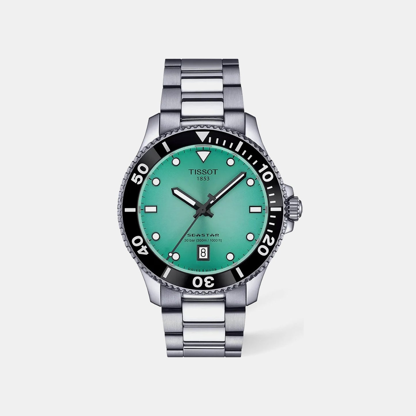 Seastar Men Quartz Green Dial Analog Stainless Steel Watch T1204101109100