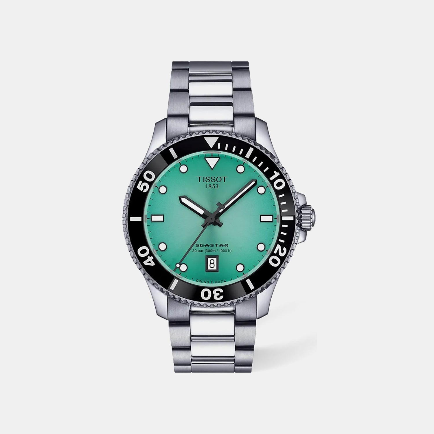 Seastar Men Quartz Green Dial Analog Stainless Steel Watch T1204101109100