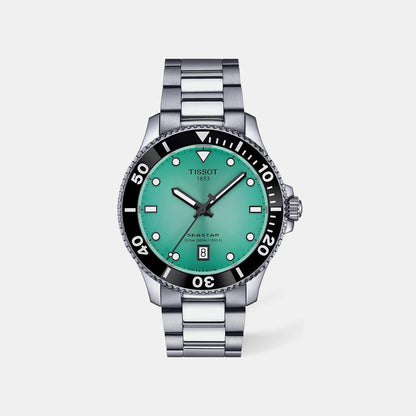Seastar Men Quartz Green Dial Analog Stainless Steel Watch T1204101109100