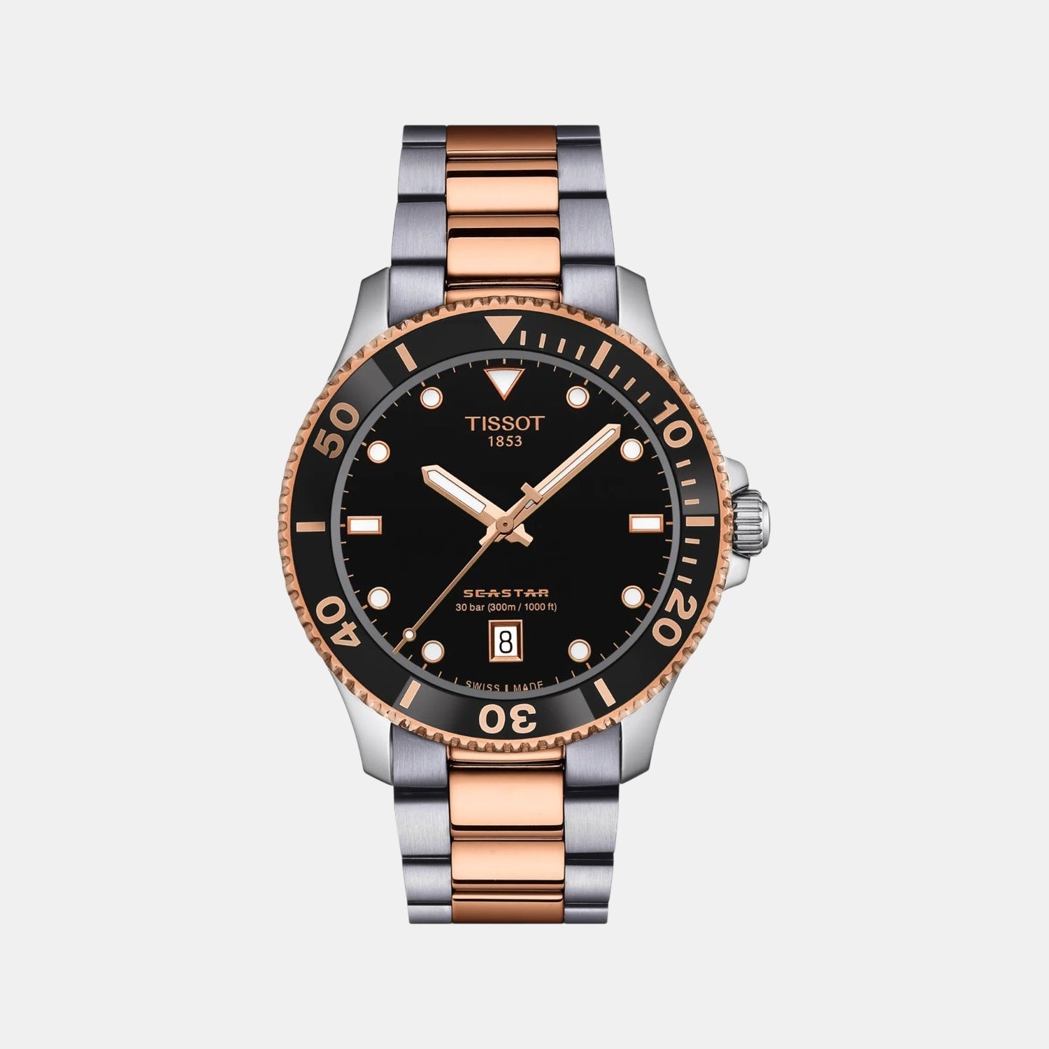 Seastar 1000 Men Quartz Black Dial Analog Stainless Steel Watch T1204102205101
