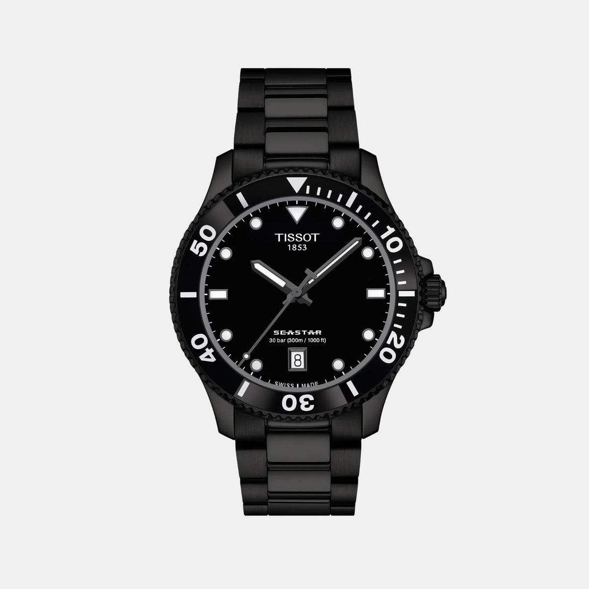 Seastar 1000 Men Quartz Black Dial Analog Stainless Steel Watch T1204103305100