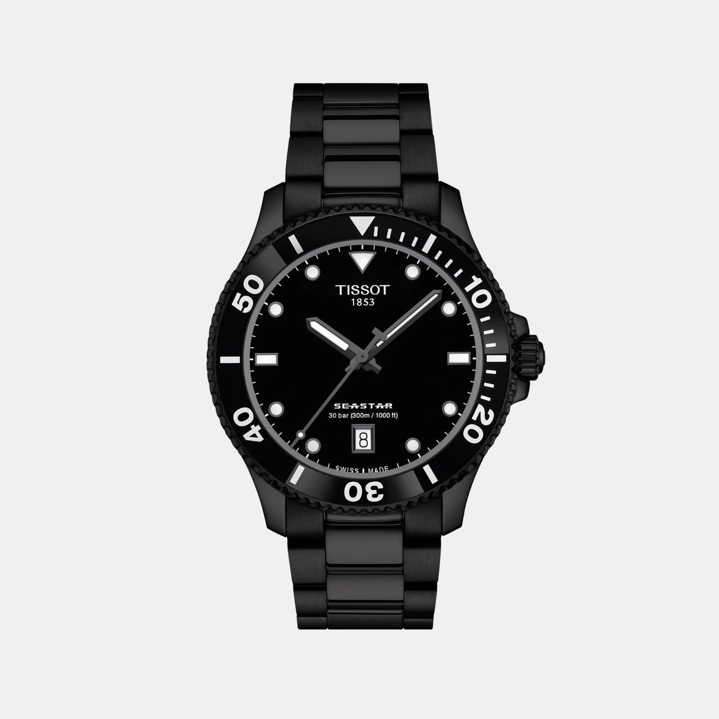 Seastar 1000 Men Quartz Black Dial Analog Stainless Steel Watch T1204103305100