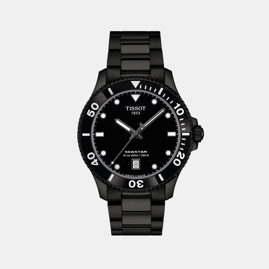 Seastar 1000 Men Quartz Black Dial Analog Stainless Steel Watch T1204103305100