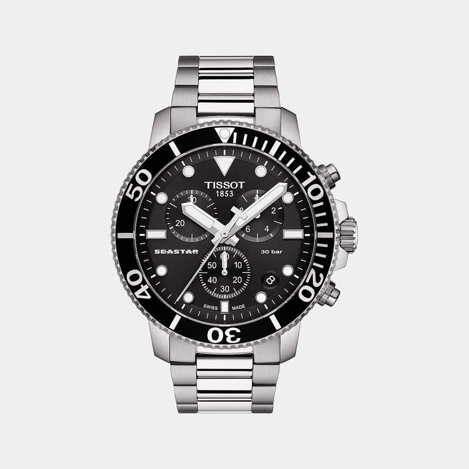Seastar 1000 Men Quartz Black Dial Chronograph Stainless Steel Watch T1204171105100