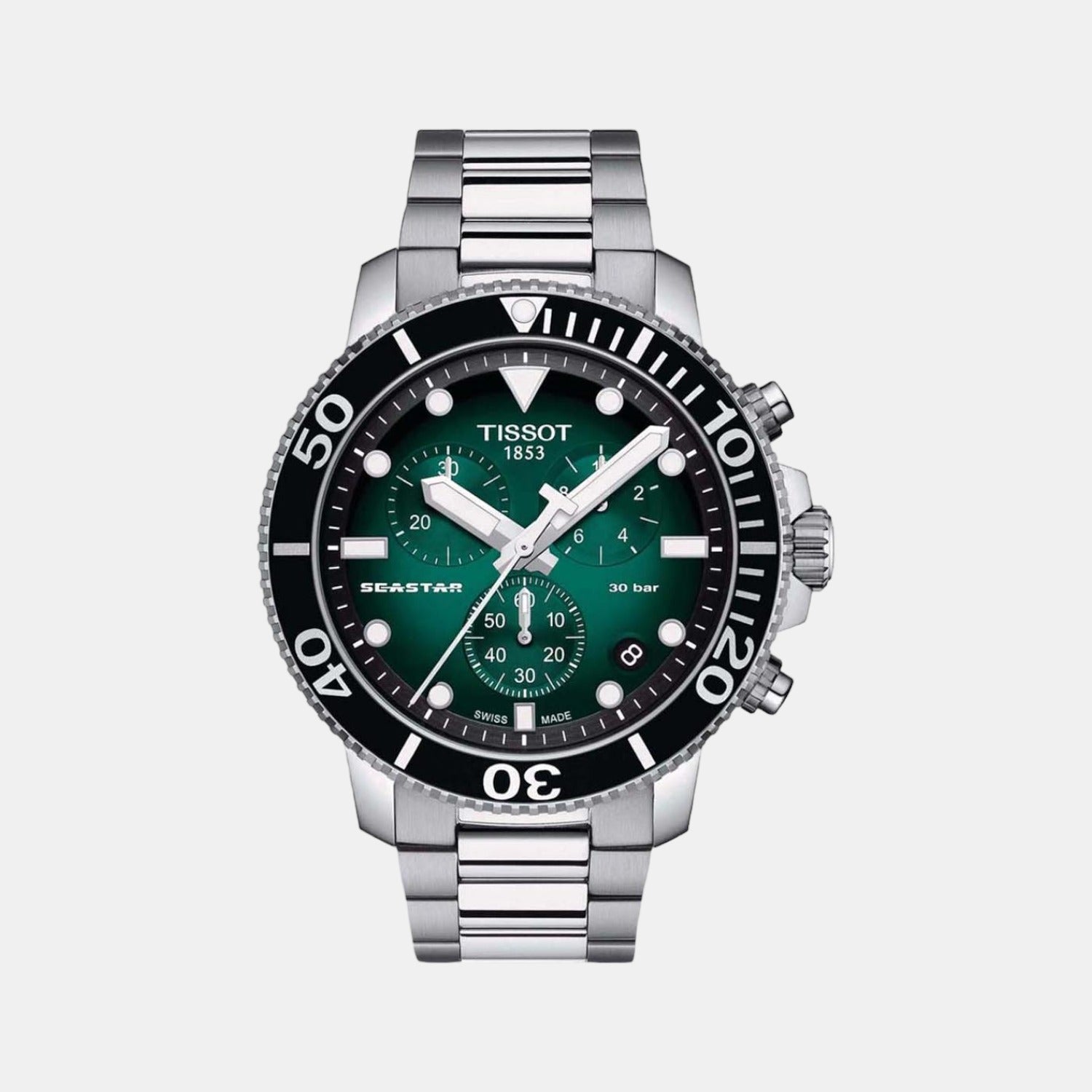 Seastar 1000 Men Quartz Green Dial Chronograph Stainless Steel Watch T1204171109101