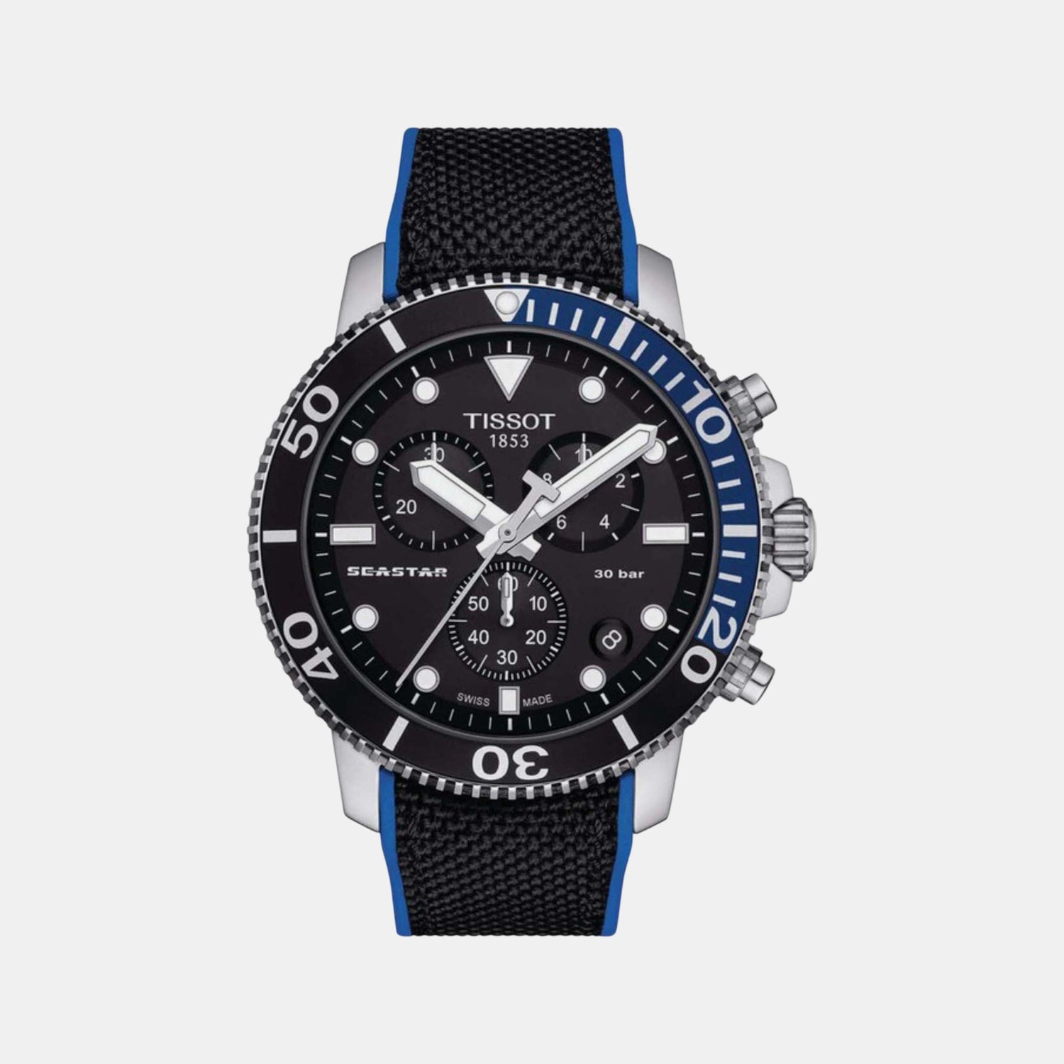 Seastar 1000 Men Quartz Black Dial Chronograph Silicone Watch T1204171705103