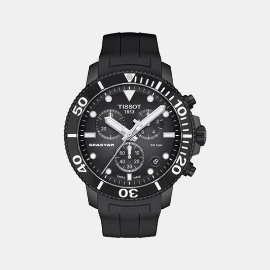 Seastar 1000 Men Quartz Black Dial Chronograph Silicone Watch T1204173705102