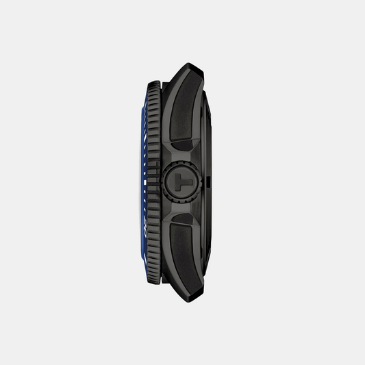 Men Automatic Blue Dial Analog Rubber Watch T1209073704100