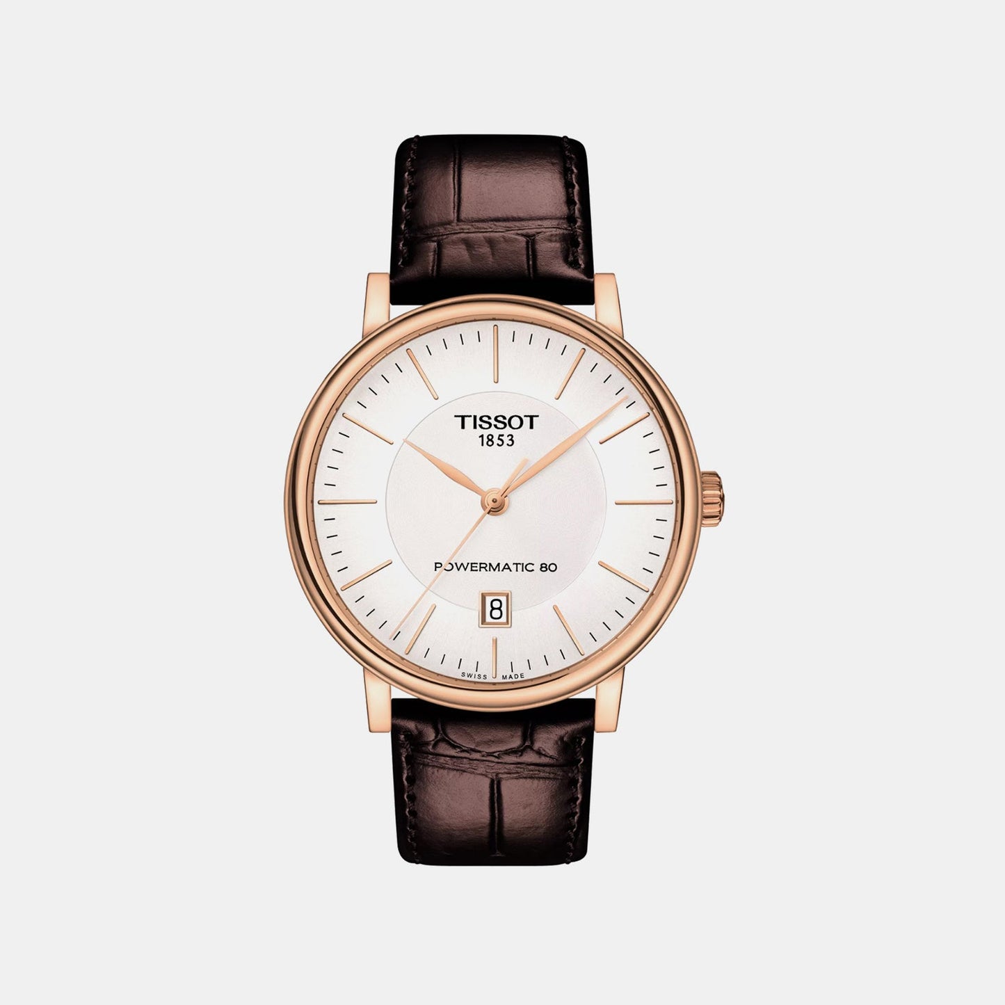 Carson Men Automatic Silver Dial Analog Leather Watch T1224073603100