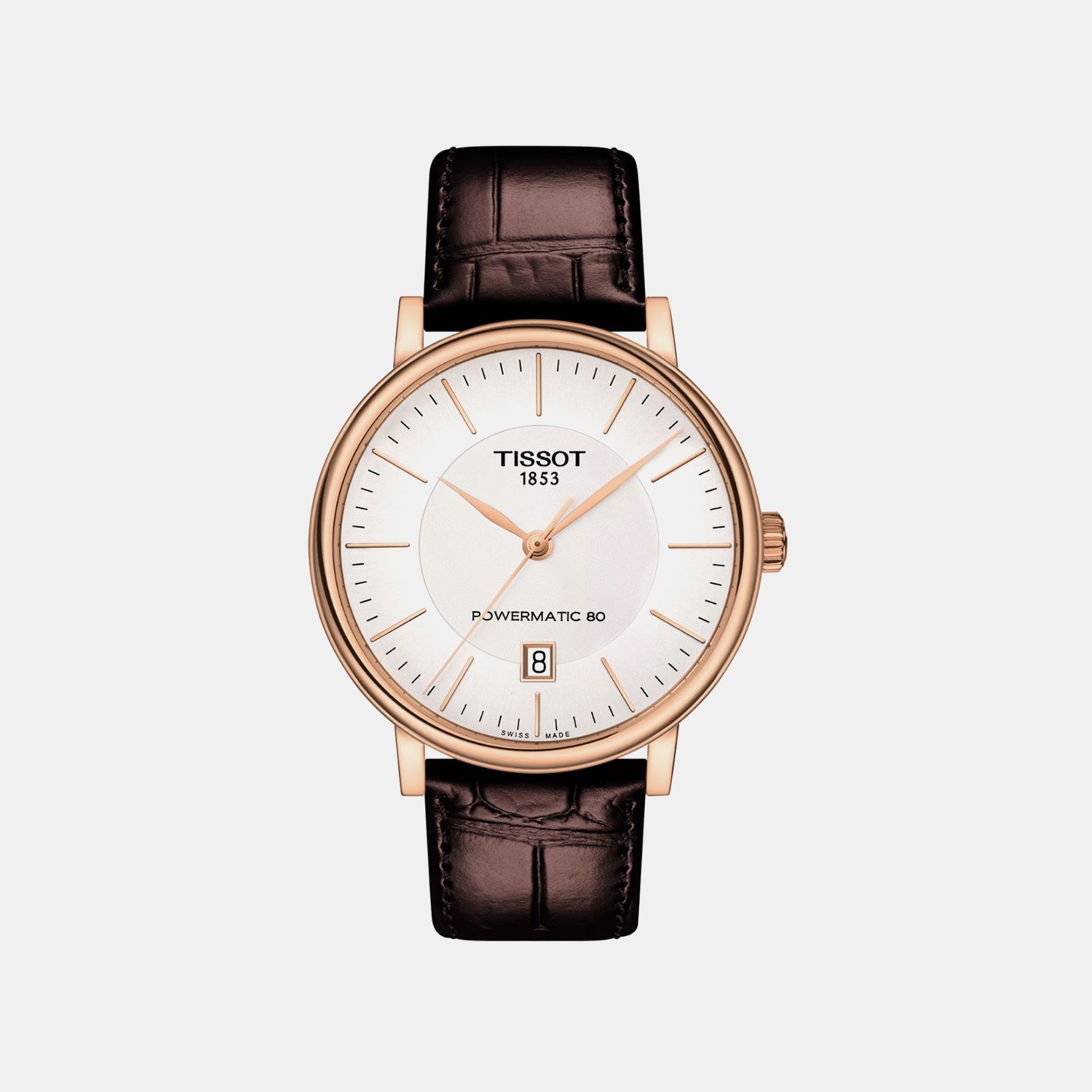 Carson Men Automatic Silver Dial Analog Leather Watch T1224073603100