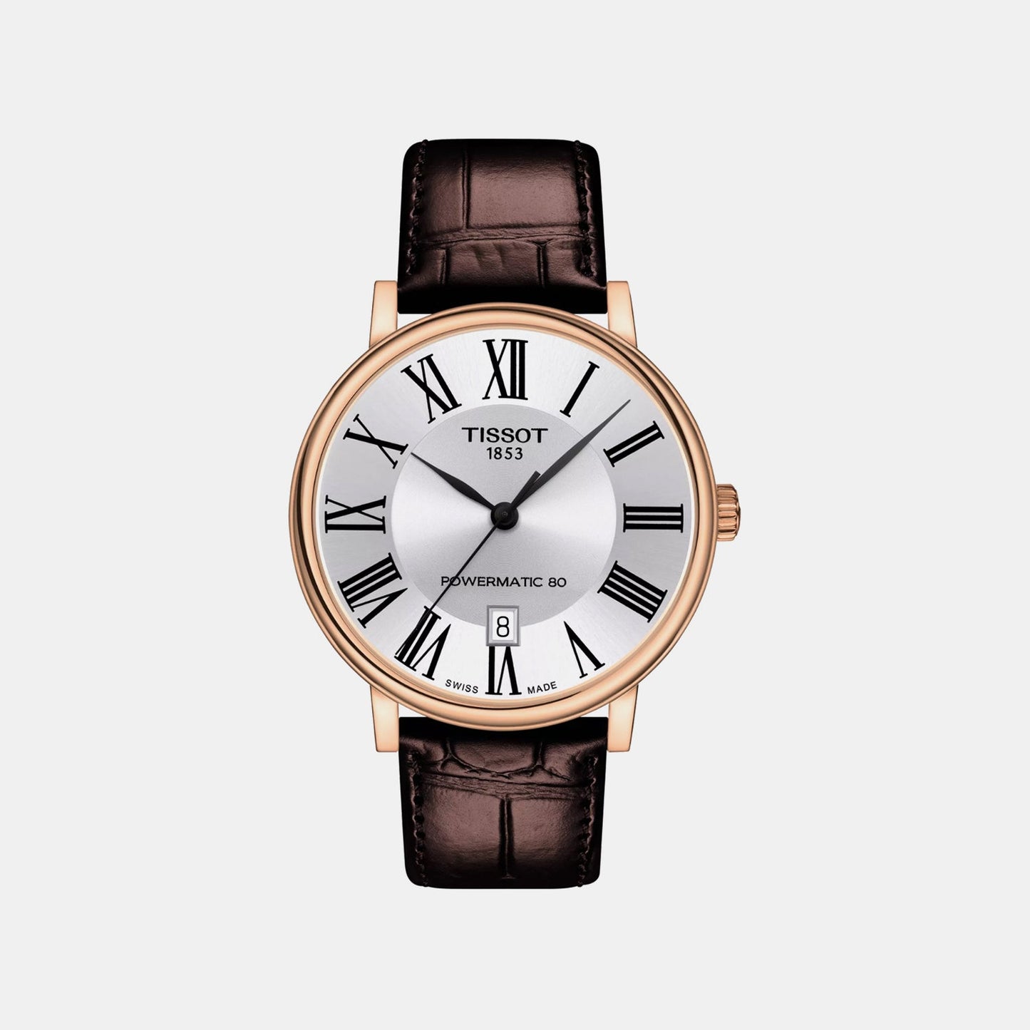 Carson Men Automatic Silver Dial Analog Leather Watch T1224073603300