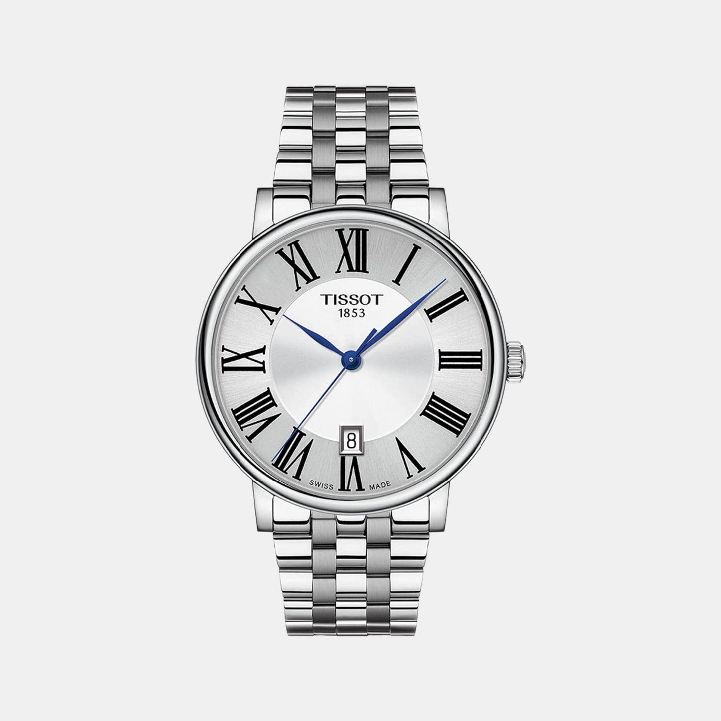 Carson Men Quartz Silver Dial Analog Stainless Steel Watch T1224101103300