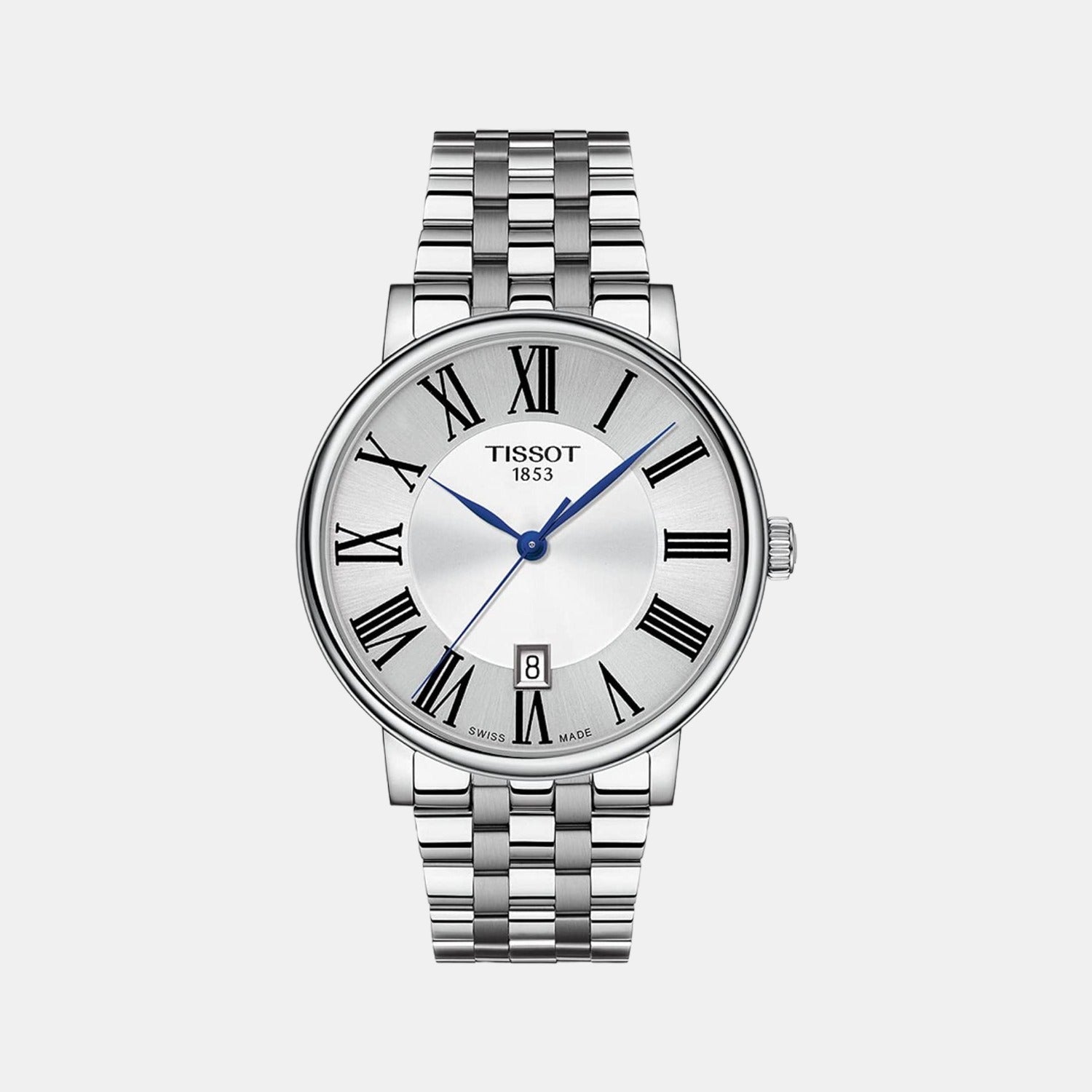 Carson Men Quartz Silver Dial Analog Stainless Steel Watch T1224101103300