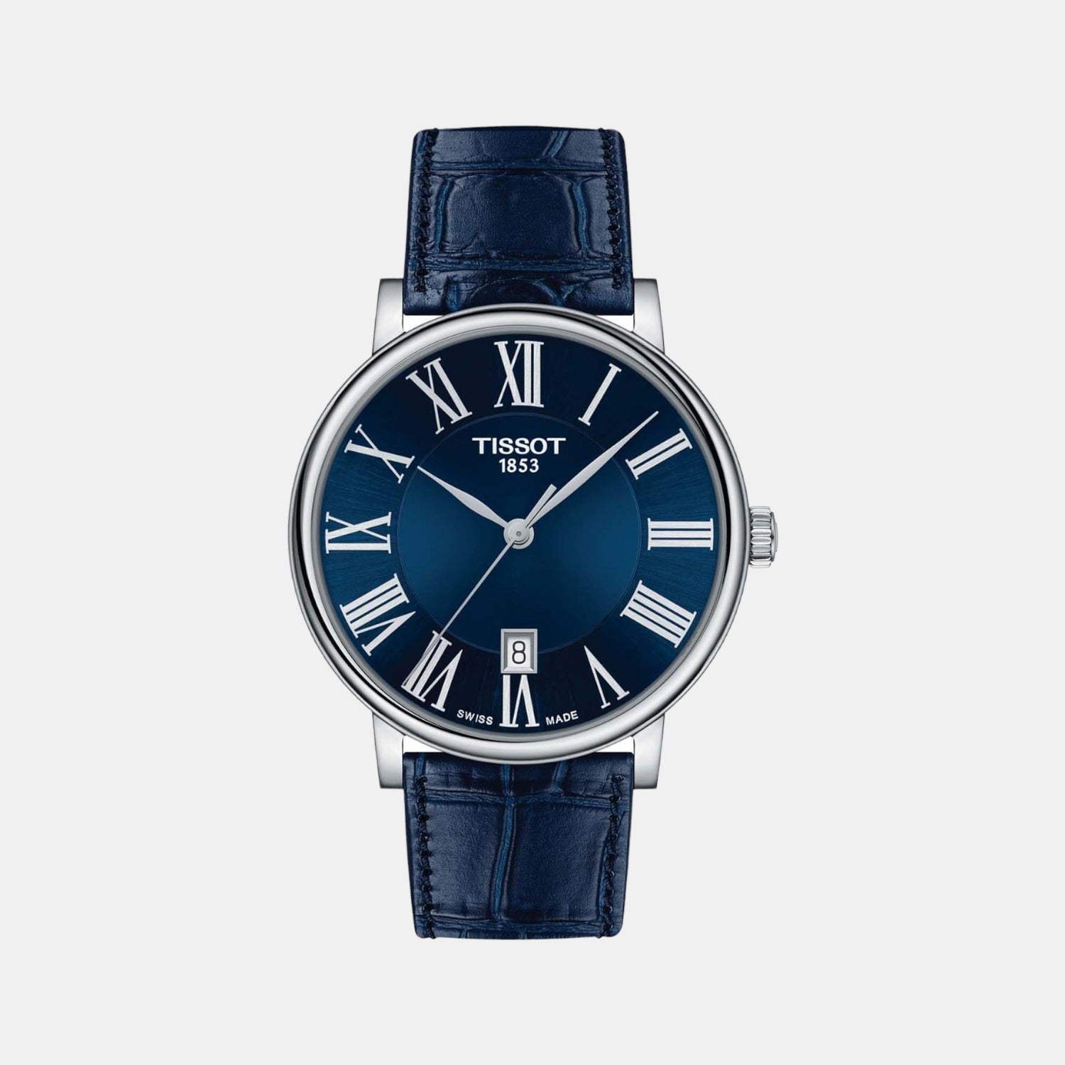 Carson Men Quartz Blue Dial Analog Leather Watch T1224101604300