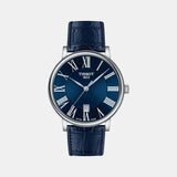 Carson Men Quartz Blue Dial Analog Leather Watch T1224101604300