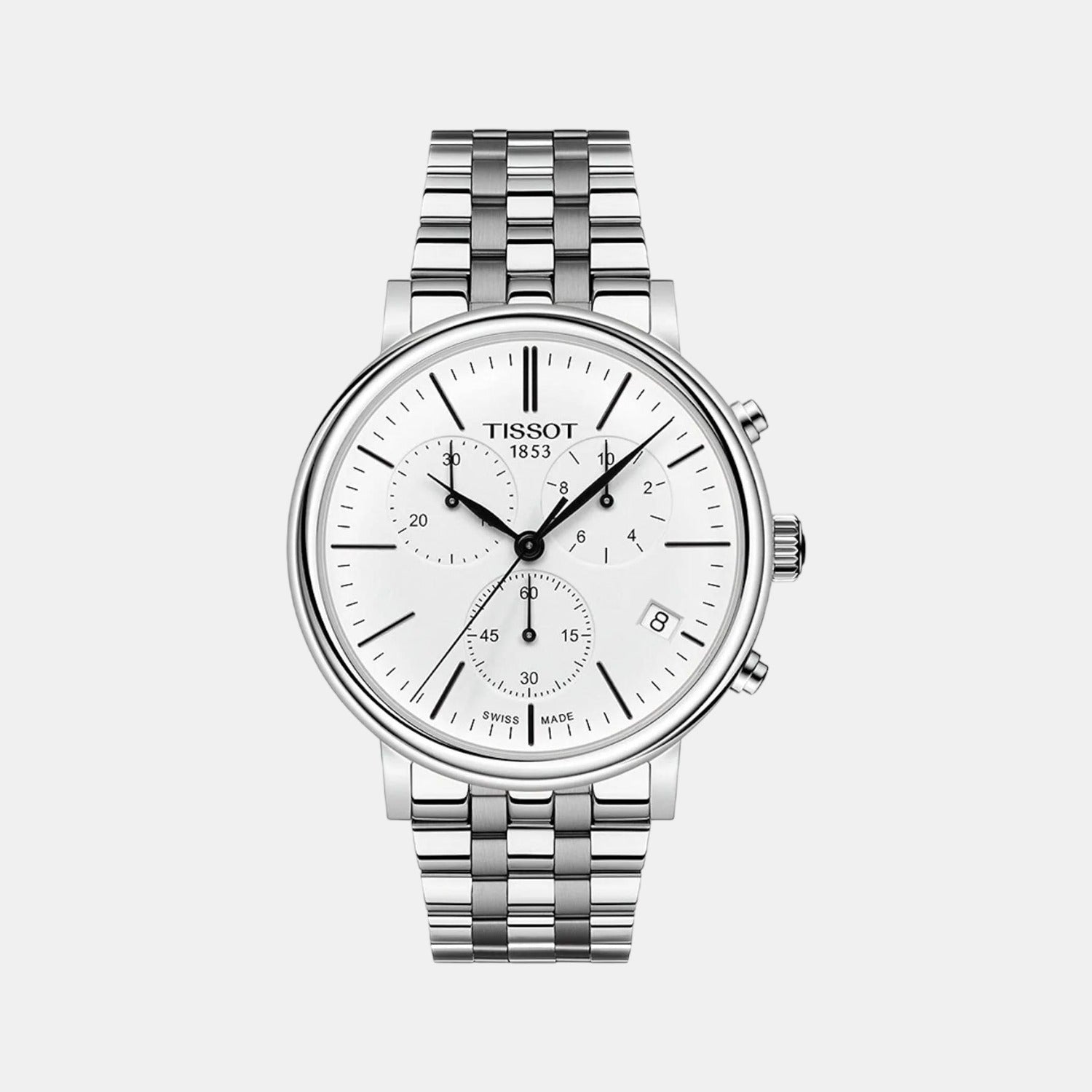 Carson Men Quartz White Dial Chronograph Stainless Steel Watch T1224171101100
