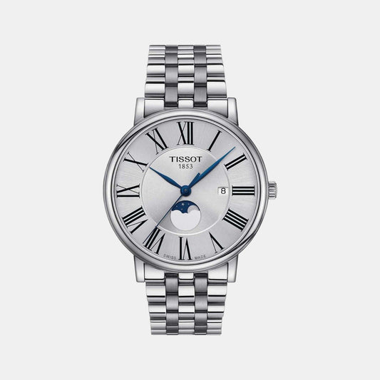 Carson Men Quartz Silver Dial Analog Stainless Steel Watch T1224231103300