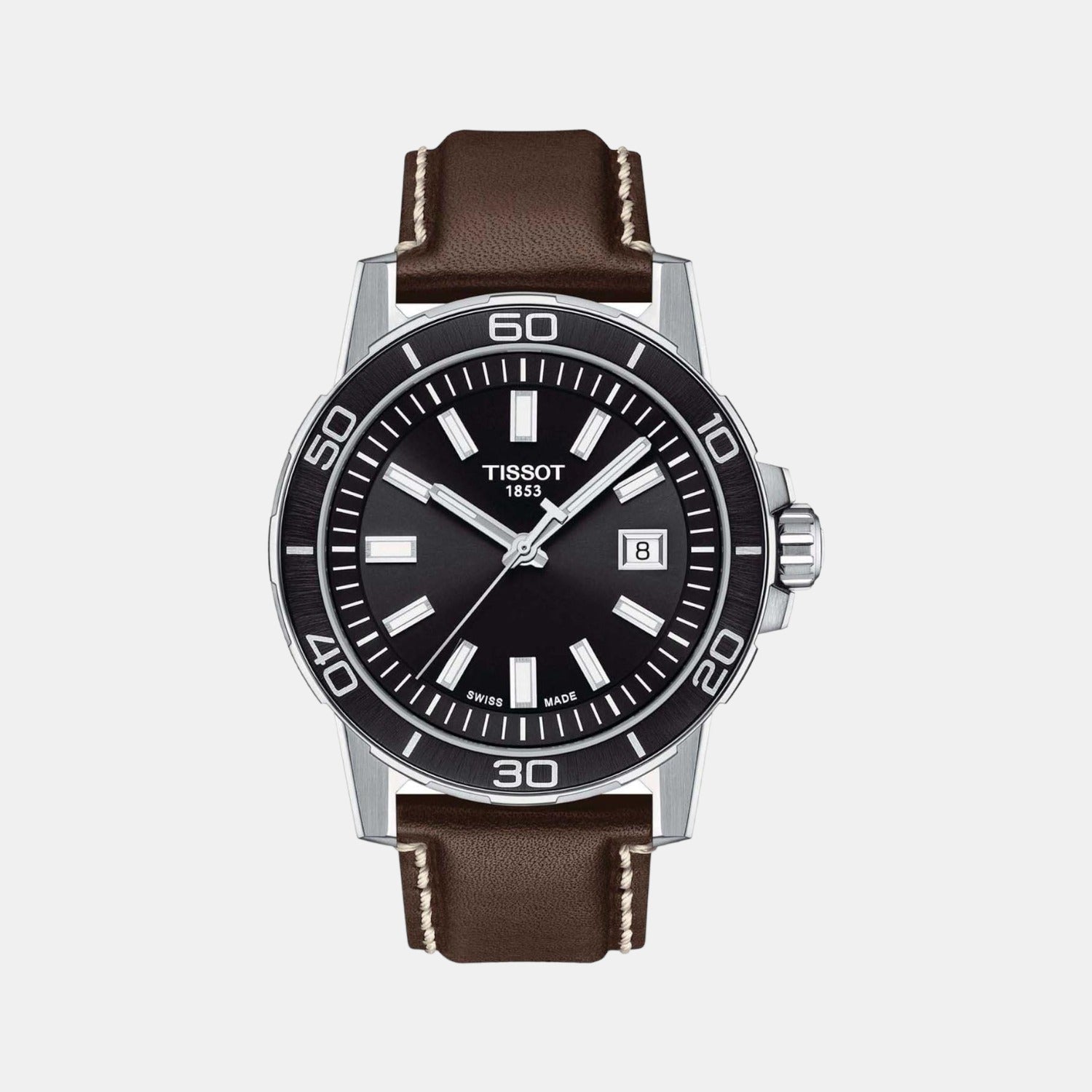 Supersport Men Quartz Black Dial Analog Leather Watch T1256101605100