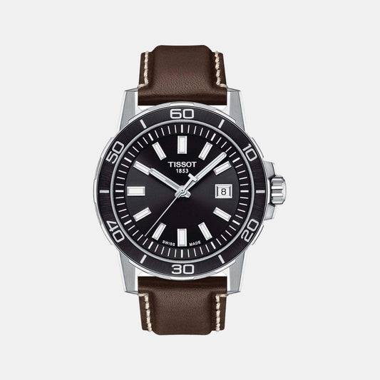 Supersport Men Quartz Black Dial Analog Leather Watch T1256101605100