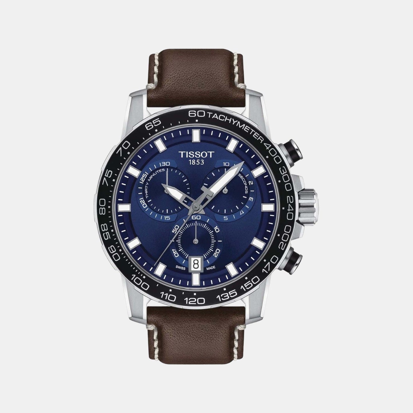 Sport Men Quartz Blue Dial Chronograph Leather Watch T1256171604100