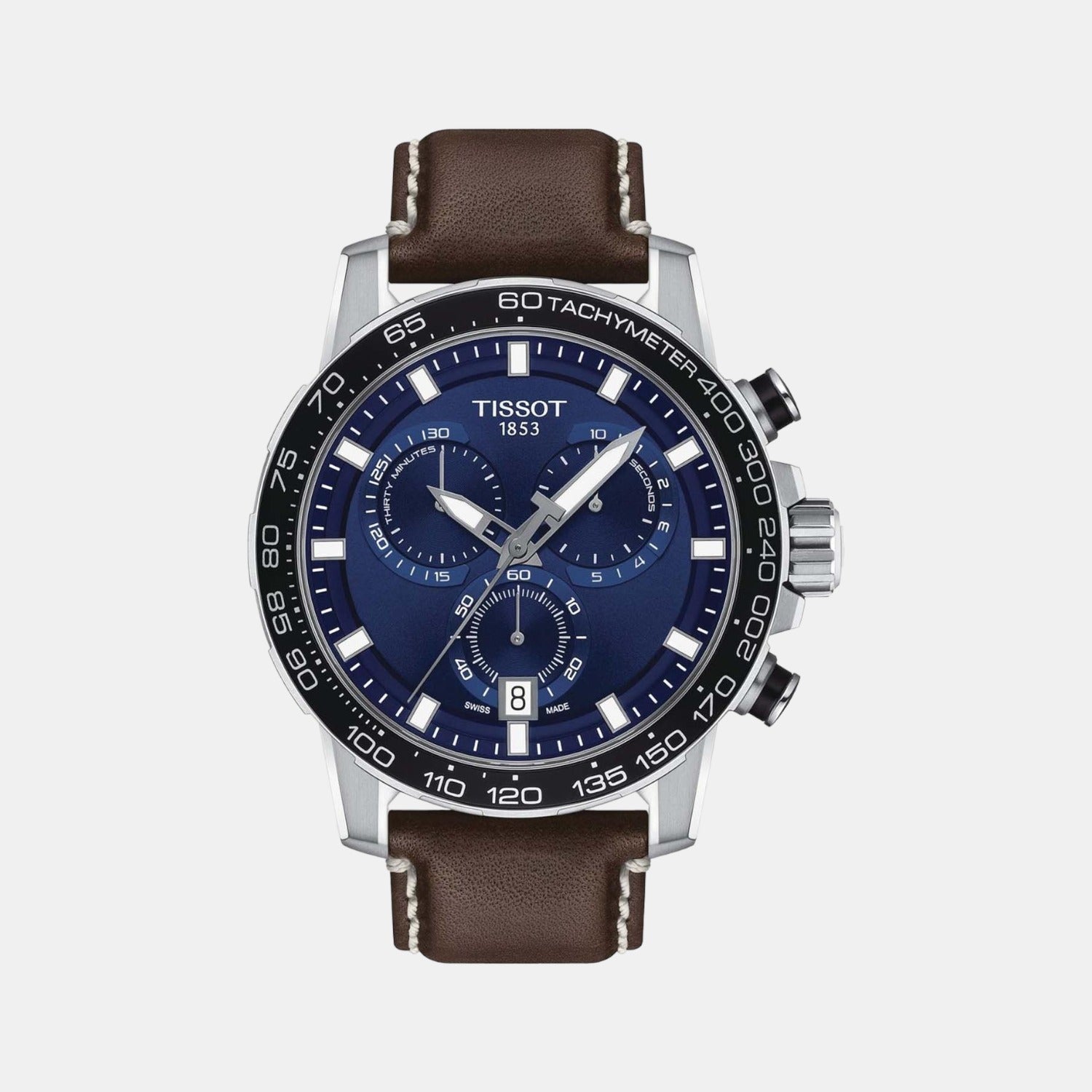 Sport Men Quartz Blue Dial Chronograph Leather Watch T1256171604100