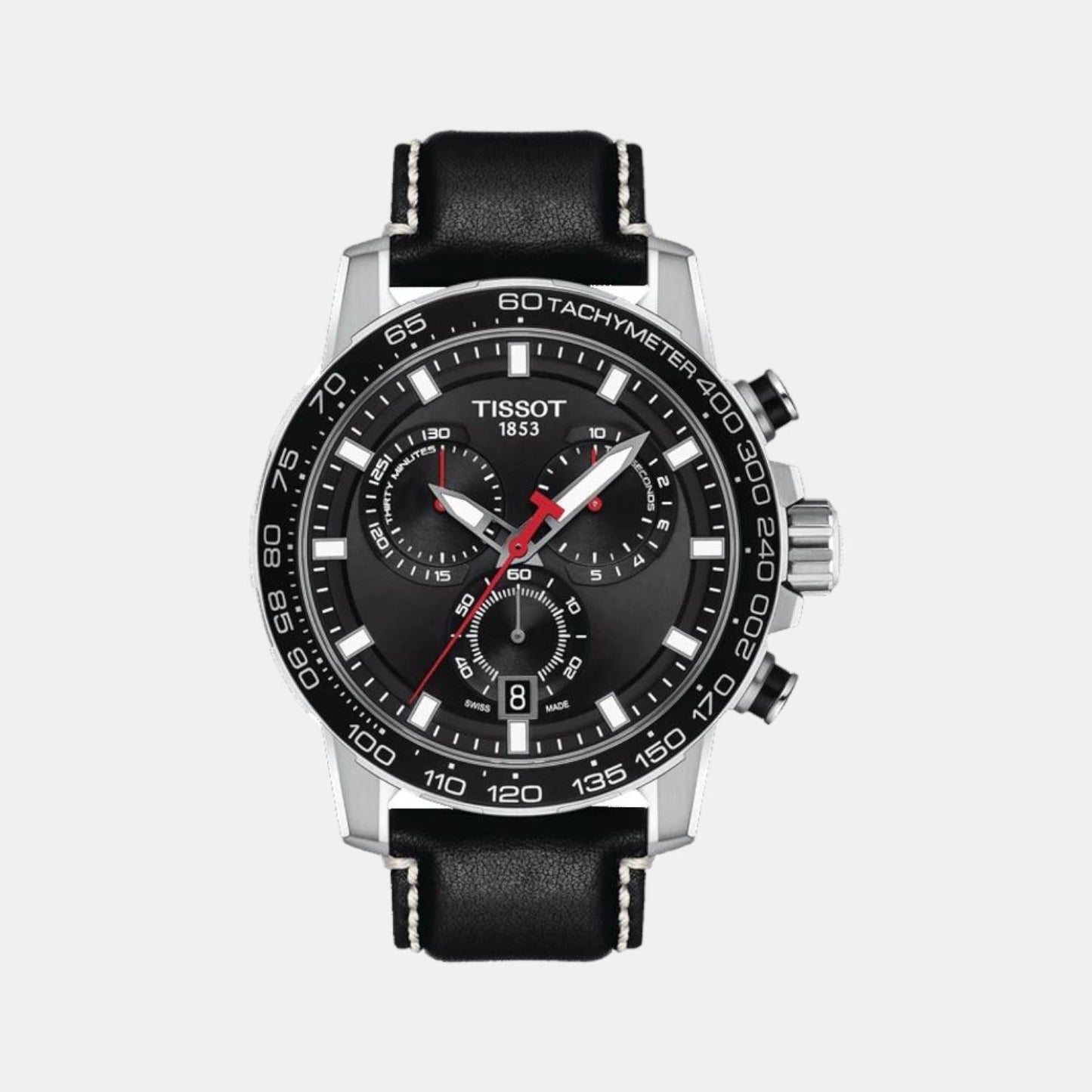 Supersport Men Quartz Black Dial Chronograph Leather Watch T1256171605100